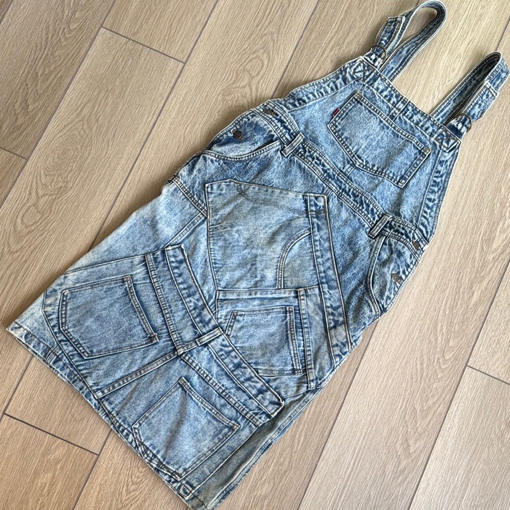 Stand Denim Overall Dress| Y2K unique